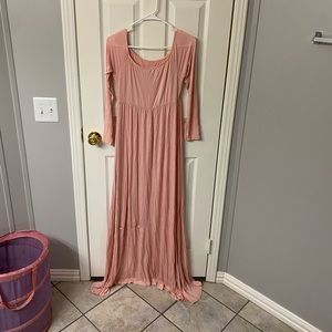 Pink blush maternity maxi dress